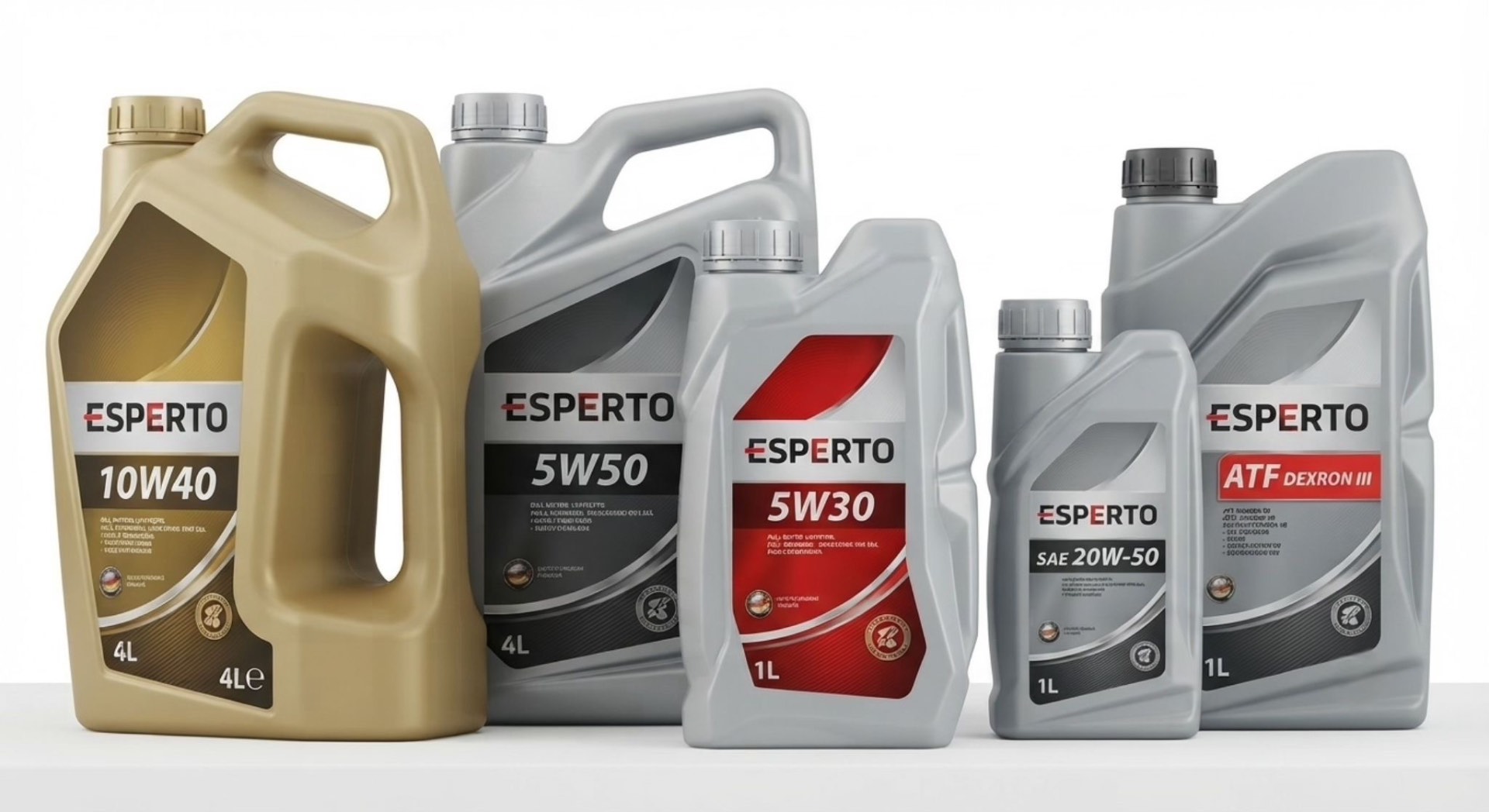Esperto Motor Yağı Serisi — 10W40, 5W50, 5W30, 20W-50, ATF Dexron III